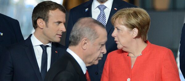 Angela Merkel - Emmanuel Macron - Recep Tayyip Erdoğan - Sputnik Türkiye