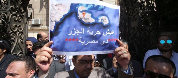 Kızıldeniz'deki adaların Suudi Arabistan'a verilmesini protesto eden Mısırlılar - Sputnik Türkiye