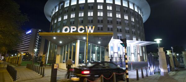 A car arrives at the headquarters of the Organization for the Prohibition of Chemical Weapons, OPCW, in The Hague, Netherlands. - Sputnik Türkiye