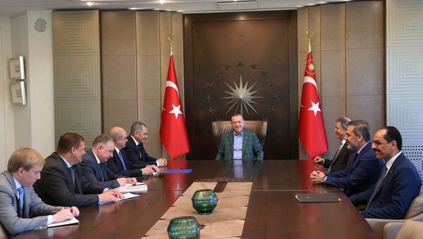Cumhurbaşkanı Recep Tayyip Erdoğan - Rusya Federasyonu Savunma Bakanı Sergey Şoygu - Sputnik Türkiye
