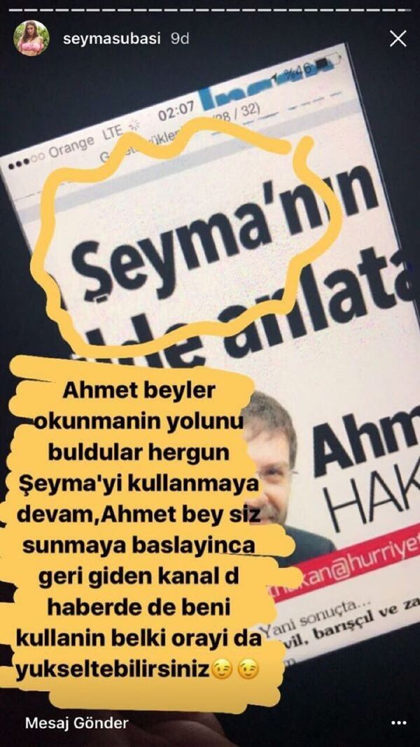 Şeyma Subaşı Instagram hesabından Ahmet Hakan'a yanıt verdi. - Sputnik Türkiye
