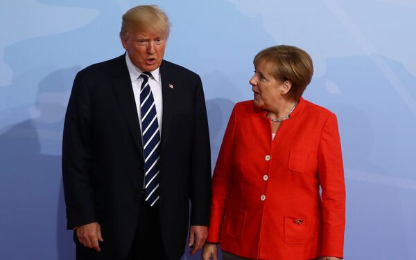 G20 Liderler Zirvesi, Hamburg'da başladı: Angela Merkel ve Donald Trump - Sputnik Türkiye