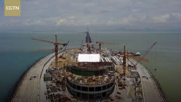 Çin'in HKZM köprü projesinin yapımı son aşamasında videohaber - Sputnik Türkiye