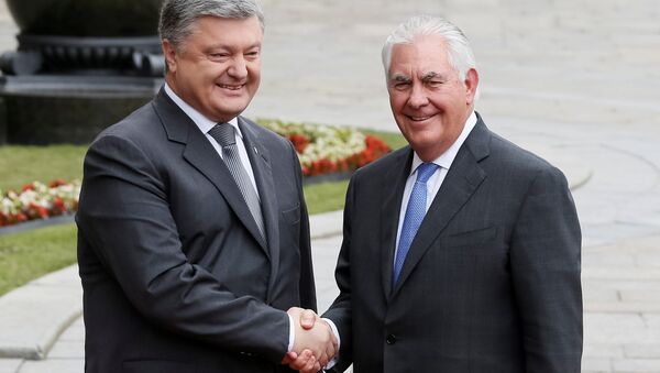 Ukrayna Devlet Başkanı Pyotr Poroşenko ve ABD Dışişleri Bakanı Rex Tillerson - Sputnik Türkiye