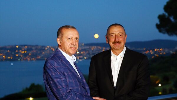 Türkiye Cumhurbaşkanı Recep Tayyip Erdoğan- Azerbaycan Cumhurbaşkanı İlham Aliyev - Sputnik Türkiye
