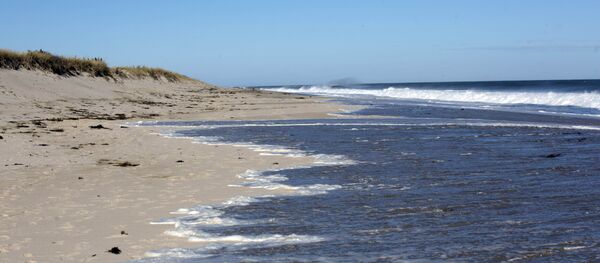 Water nearly reaches the dune barrier at Cape Cod's Ballston beach in Truro, Massachusetts. - Sputnik Türkiye