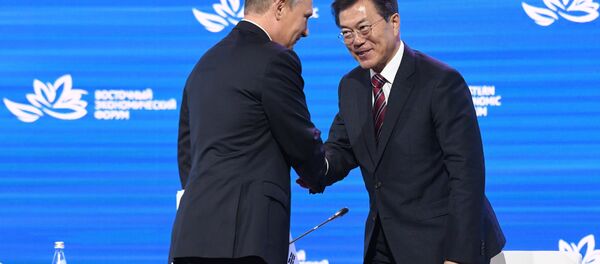 Güney Kore lideri Moon Jae-in- Rusya Devlet Başkanı Vladimir Putin - Sputnik Türkiye