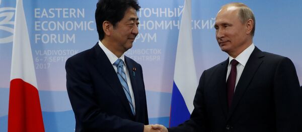 Rusya Devlet Başkanı Vladimir Putin ve Japonya Başbakanı Şinzo Abe - Sputnik Türkiye