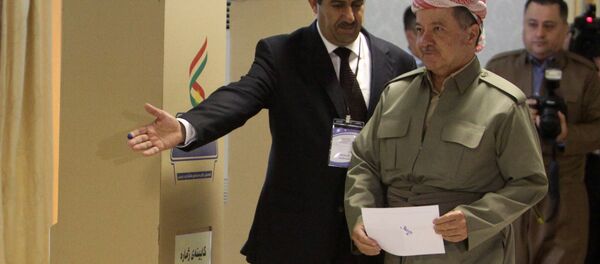 IKBY Başkanı Mesud Barzani, oyunu kullandı. - Sputnik Türkiye
