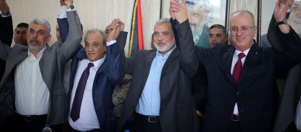 Filistin Başbakanı Rami el Hamdallah, Hamas Siyasi Büro Başkanı İsmail Heniyye - Sputnik Türkiye