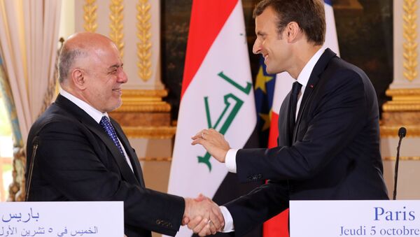 Irak Başbakanı Haydar el İbadi, Fransa Cumhurbaşkanı Emmanuel Macron - Sputnik Türkiye