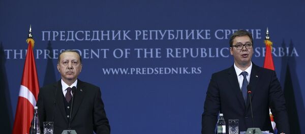 Cumhurbaşkanı Recep Tayyip Erdoğan ve Sırbistan Cumhurbaşkanı Aleksandar Vucic - Sputnik Türkiye