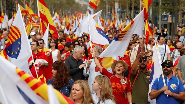 Barcelona'da İspanya Ulusal Günü kutlamaları - Sputnik Türkiye