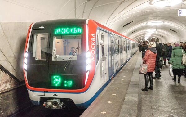 Moskova metrosunda bir tren vagonu. - Sputnik Türkiye