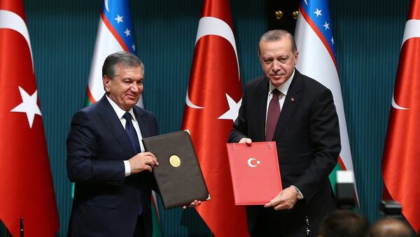 Özbekistan Cumhurbaşkanı Şavkat Mirziyoyev ile Cumhurbaşkanı Recep Tayyip Erdoğan - Sputnik Türkiye