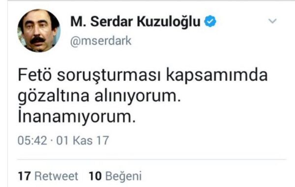 Serdar Kuzuloğlu'nun attıktan kısa bir süre sonra sildiği tweet'i - Sputnik Türkiye