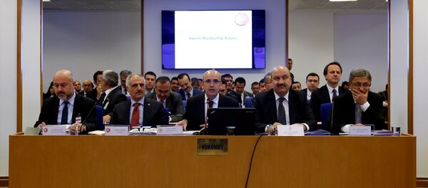 TBMM Plan ve Bütçe Komisyonunda, Başbakan Yardımcısı Mehmet Şimşek'e (ortada) bağlı kamu kurumlarının bütçelerinin görüşülmesine başlandı. Komisyonda (soldan sağa) Hazine Müsteşar Yardımcısı Dr. Raci Kaya, Hazine Müsteşarı Osman Çelik, Bankacılık Düzenleme ve Denetleme Kurulu (BDDK) Başkanı Mehmet Ali Akben, Sermaye Piyasası Kurulu (SPK) Başkanı Dr. Vahdettin Ertaş yer aldı. - Sputnik Türkiye