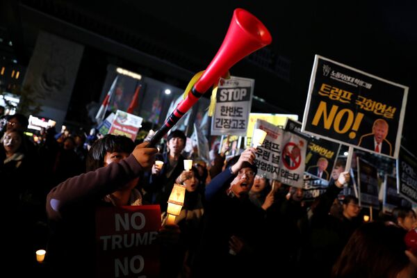 Güney Kore'de Trump protestosu - Sputnik Türkiye