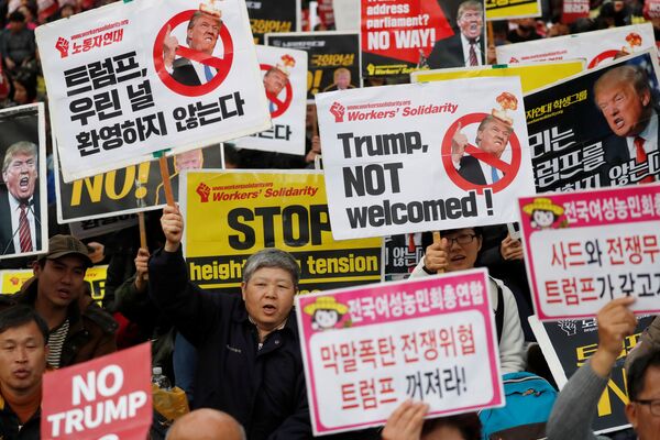 Güney Kore'de Trump protestosu - Sputnik Türkiye