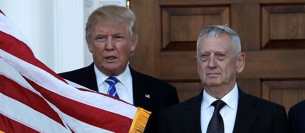 U.S. President-elect Donald Trump (L) greets retired Marine Gen. James Mattis for a meeting at the main clubhouse at Trump National Golf Club in Bedminster, New Jersey, U.S., November 19, 2016 - Sputnik Türkiye