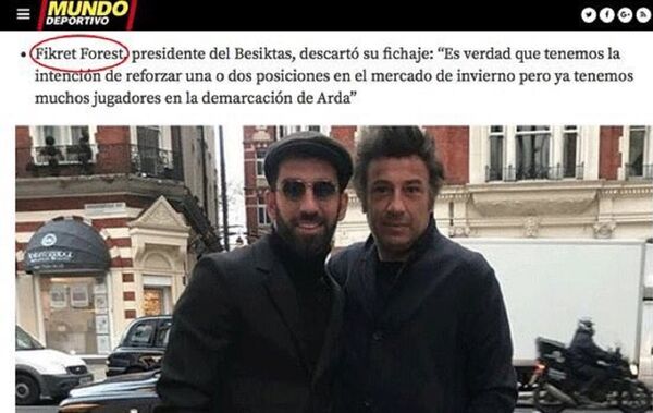 Mundo Deportivo, Beşiktaş Başkanı Fikret Orman'ın adını haberde 'Fikret Forest' olarak kullandı.  - Sputnik Türkiye