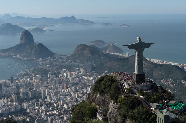 Aerial view of Christ the Redeemer statue, in , Brazil, taken on June 26, 2014 - Sputnik Türkiye