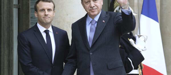 Türkiye Cumhurbaşkanı Recep Tayyip Erdoğan- Fransa Cumhurbaşkanı Emmanuel Macron - Sputnik Türkiye