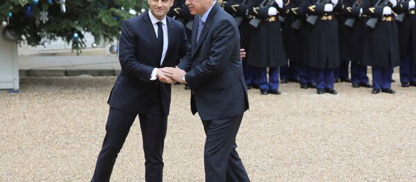 Türkiye Cumhurbaşkanı Recep Tayyip Erdoğan- Fransa Cumhurbaşkanı Emmanuel Macron - Sputnik Türkiye