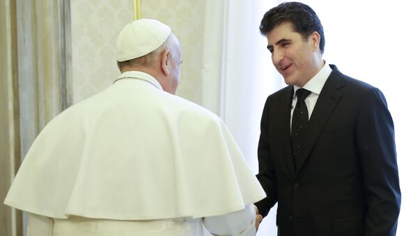 Papa Francis ile IKBY Başbakanı Neçirvan Barzani - Sputnik Türkiye