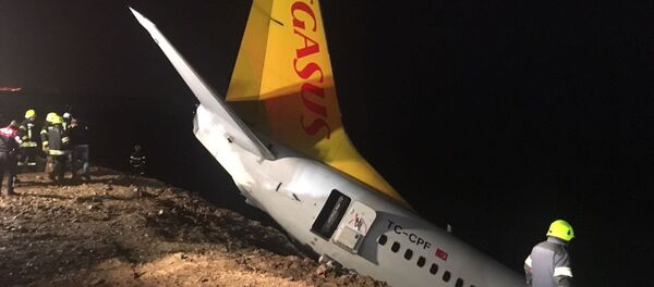 Ankara'dan Trabzon'a gelen uçak Trabzon Havalimanı'na iniş yaptıktan sonra pistten dışarıya çıktı. - Sputnik Türkiye