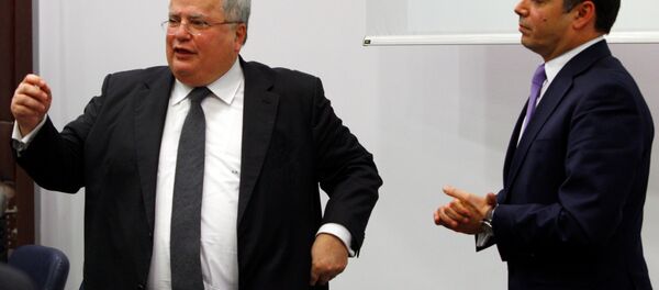 Yunanistan Dışişleri Bakanı Nikos Kocias ve Makedonya Dışişleri Bakanı Nikola Dimitrov - Sputnik Türkiye