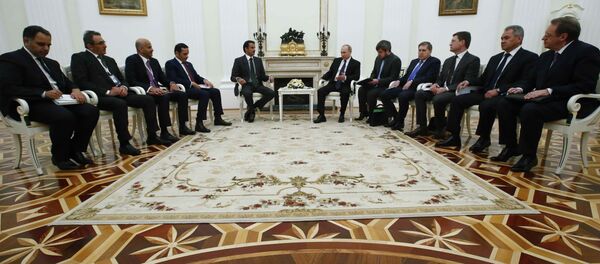 Rusya Devlet Başkanı Vladimir Putin- Katar Emiri Şeyh Temim bin Hamad el Sani - Sputnik Türkiye