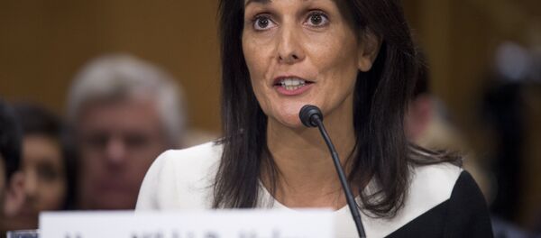 South Carolina Governor Nikki Haley testifies during her confirmation hearing for US Ambassador to the United Nations (UN) before the Senate Foreign Relations committee on Capitol Hill in Washington, DC - Sputnik Türkiye
