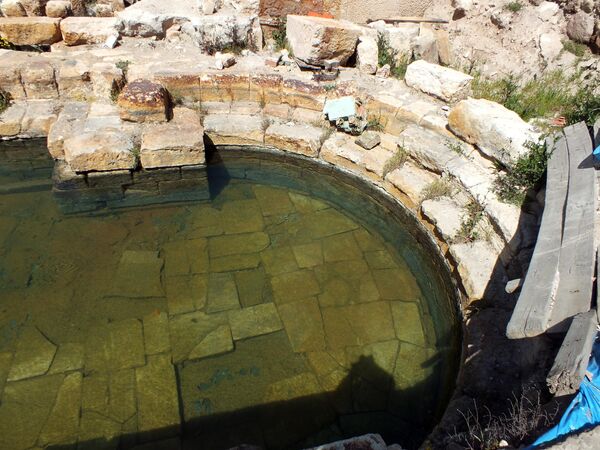 Yozgat Valisi, Roma Hamamı'nın tanıtımını yapmak için antik termal havuzda yüzdü // - Sputnik Türkiye