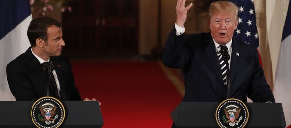 Mcaron ile Trump Beyaz Saray'da ortak basın toplantısında, 24 Nisan 2018 - Sputnik Türkiye