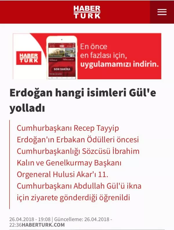 Habertürk'ün 'Erdoğan hangi isimleri Gül'e yolladı!' başlıklı haberi Habertürk'ün 'Erdoğan hangi isimleri Gül'e yolladı!' başlıklı haberi - Sputnik Türkiye