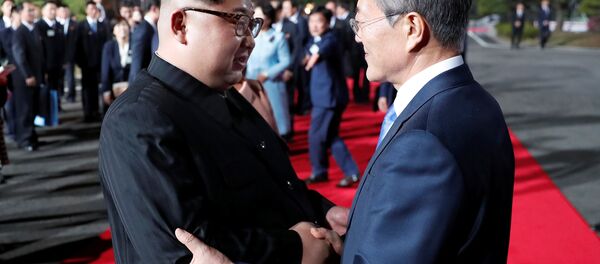 Kuzey Kore lideri Kim Jong-un ve Güney Kore Devlet Başkanı Moon Jae-in Kuzey Kore lideri Kim Jong-un ve Güney Kore Devlet Başkanı Moon Jae-in - Sputnik Türkiye