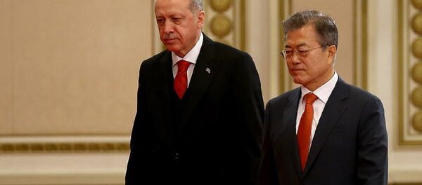 Cumhurbaşkanı Recep Tayyip Erdoğan ile Güney Kore lideri Moon Jae-in - Sputnik Türkiye