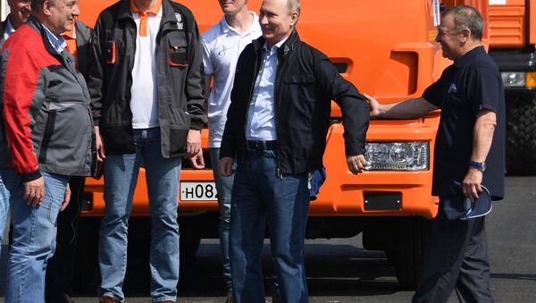 Rusya Devlet Başkanı Vladimir Putin Kırım Köprüsü'nün açılışında - Sputnik Türkiye