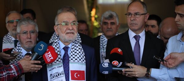 Saadet Partisi Genel Başkanı ve cumhurbaşkanı adayı Temel Karamollaoğlu'nun Filistin Büyükelçiliği'ne ziyareti. - Sputnik Türkiye