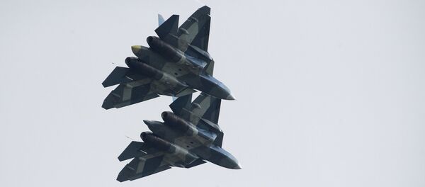 Russian Su-57 fifth-generation fighter aircrafts at the International Aviation and Space Salon MAKS-2017 - Sputnik Türkiye