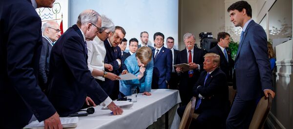 ABD Başkanı Donald Trump- Almanya Başbakanı Angela Merkel- Kanada Başbakanı Justin Trudeau- G7 ABD Başkanı Donald Trump- Almanya Başbakanı Angela Merkel- Kanada Başbakanı Justin Trudeau- G7 - Sputnik Türkiye