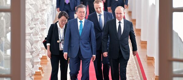 Güney Kore lideri Moon Jae-in- Rusya Devlet Başkanı Vladimir Putin - Sputnik Türkiye