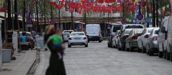 Melikahmet Caddesi’nde HDP bayrakları ile Türkiye bayrakları iç içe girmiş. - Sputnik Türkiye