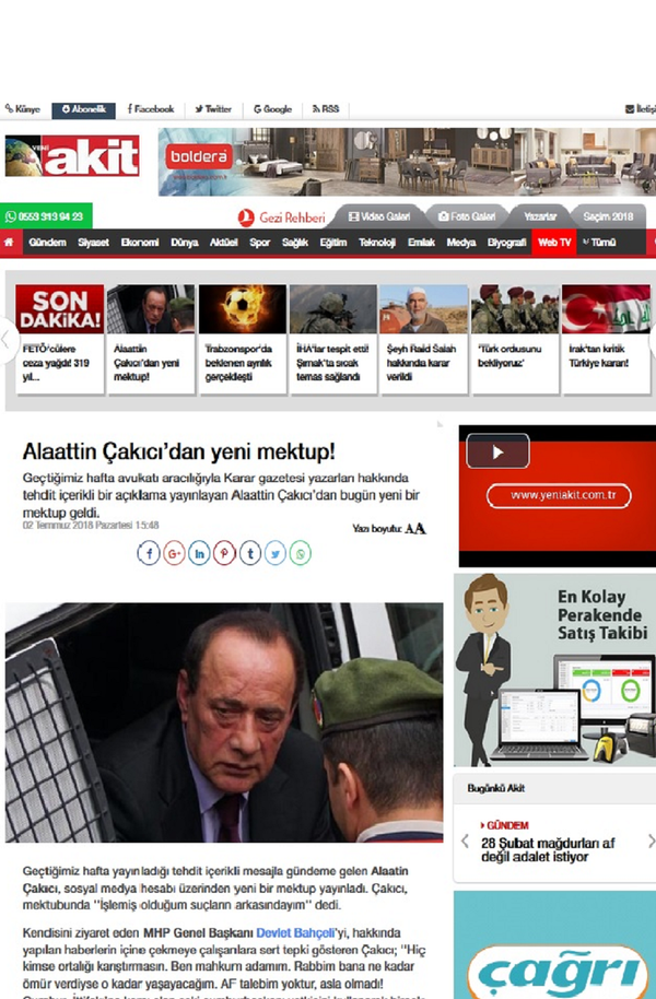 Alaattin Çakıcı, mektubunda ''İşlemiş olduğum suçların arkasındayım'' dedi. - Sputnik Türkiye