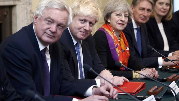 David Davies, Boris Johnson, Theresa May, Philip Hammond, Amber Rudd (soldan sağa) - Sputnik Türkiye