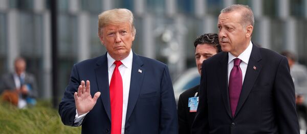 ABD Başkanı Donald Trump, Cumhurbaşkanı Recep Tayyip Erdoğan'la bir süre sohbet etti. - Sputnik Türkiye