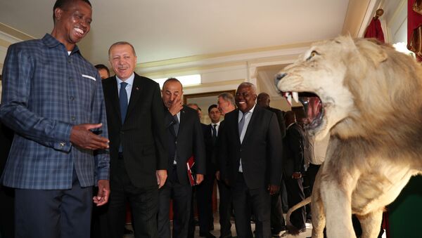 Zambiya Devlet Başkanı Edgar Lungu, Erdoğan'ı devlet sarayında ağırladı. - Sputnik Türkiye
