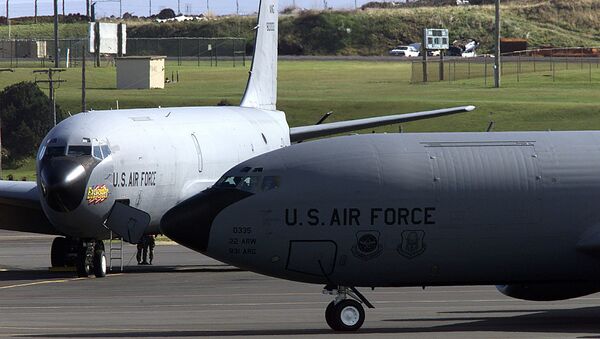 An undated file picture taken in March 2003 shows a US Air Force planes at the Base das Lajes, a US military base in the Portuguese archipelago of Azores - Sputnik Türkiye