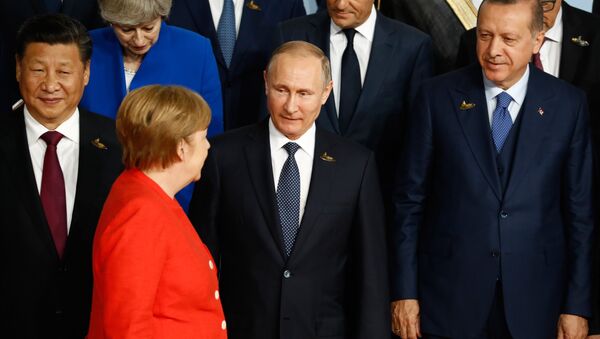 Angela Merkel-Vladimir Putin-Recep Tayyip Erdoğan-Şi Cinping - Sputnik Türkiye